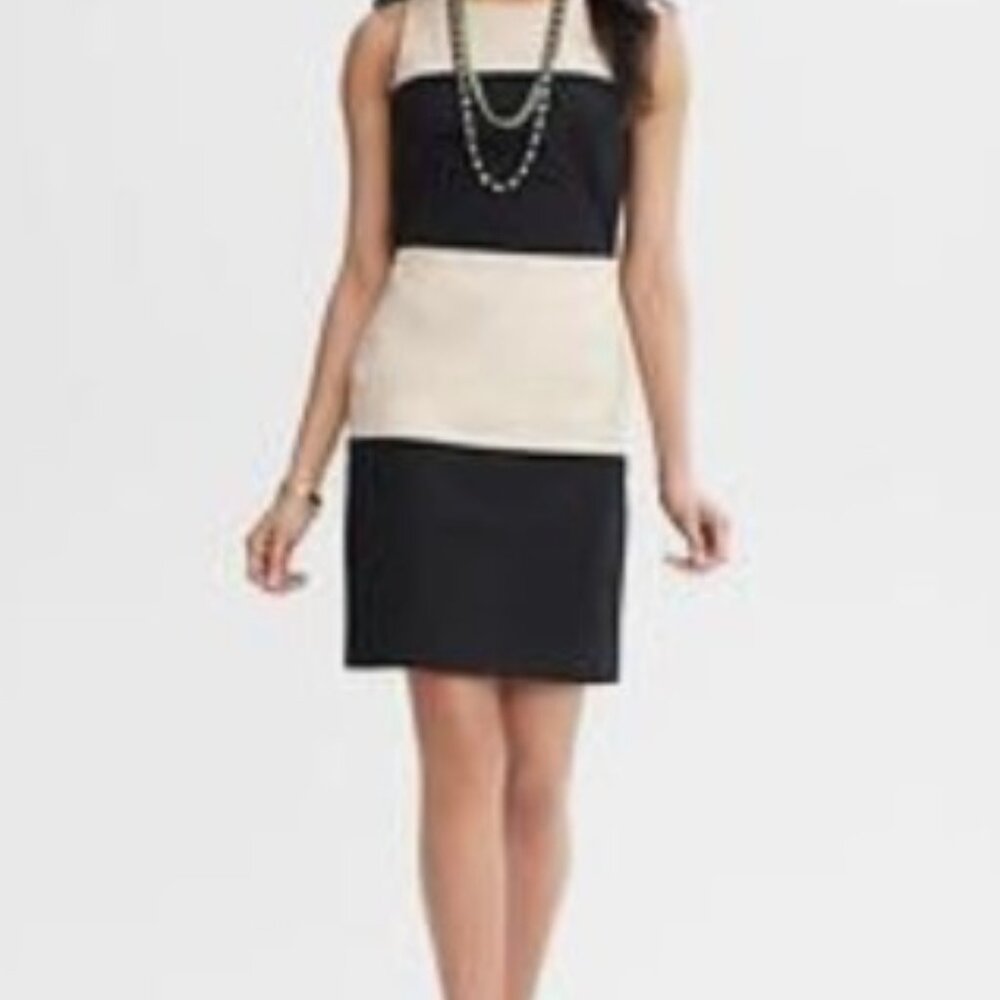 Banana Republic Black and Cream Horizontal Stripe Dress